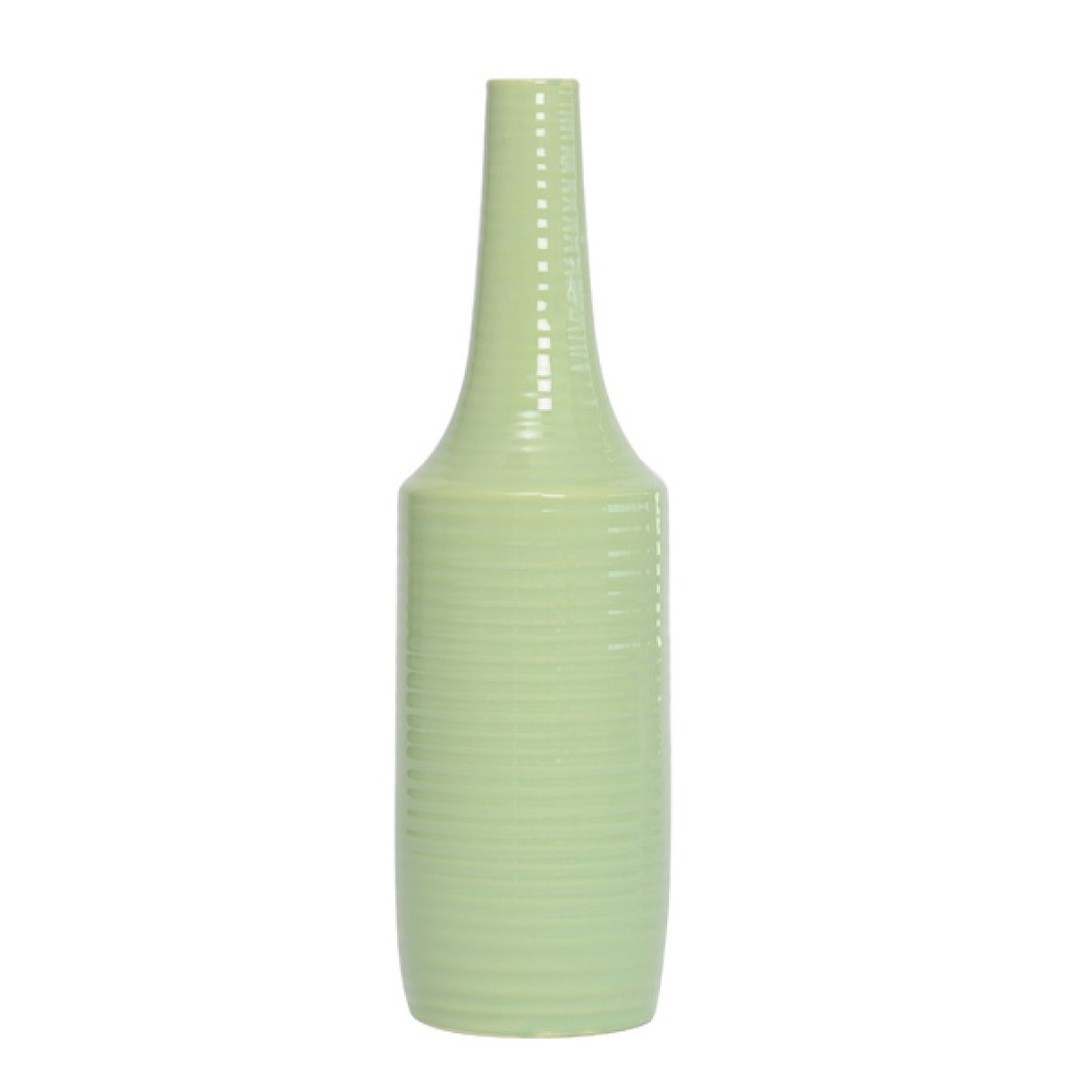 Ceramic Ridge Flower Vase Green Flower Vases